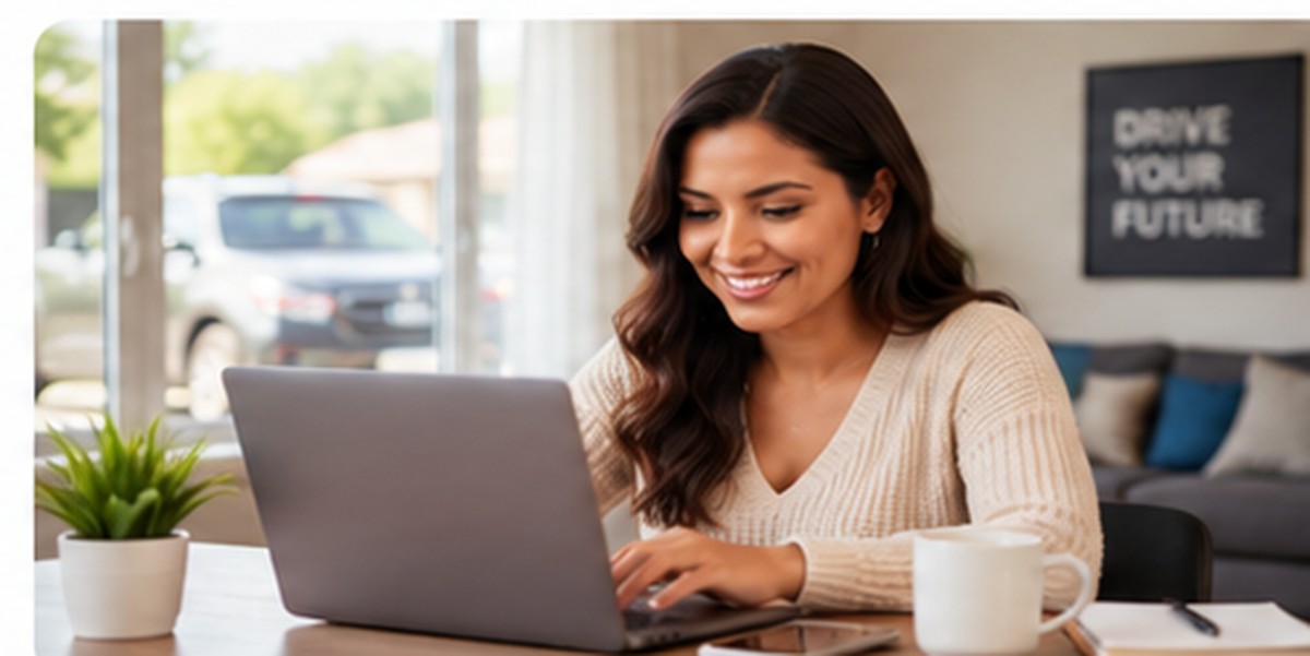 Consumer completing the AutoCreditNet online application on a laptop